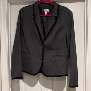 LOFT Charcoal Blazer with Black Trim